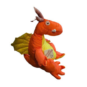 NWT Vtg 90s Plush Creations Puffy Pals Orange Dragon Puffalump Plush Stuffed Toy